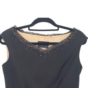 tête-a-tete Black Embellished Cropped Evening Blouse Women's size small‎